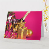 Carte Champagne et rose (Fleur jaune)