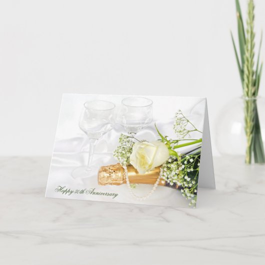 Carte champagne et rose d'anniversaire (Devant)