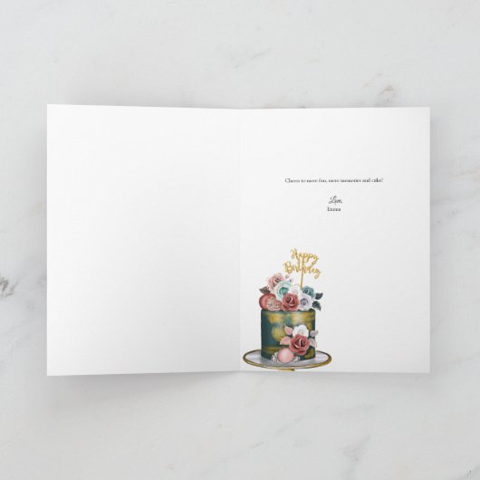 Carte Champagne | Gâteau d'anniversaire (Intérieur)