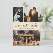 Carte Champagne Love & Thanks Three Photo Wedding (Debout devant)