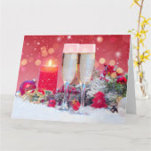 Carte Champagne Noël (Fleur jaune)