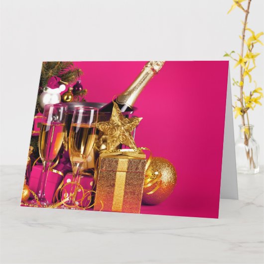 Carte Champagne & Rose (Fleur jaune)