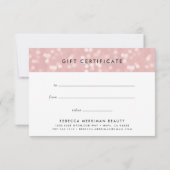 Carte Champagne rose Bokeh | Certificat cadeau (Dos)