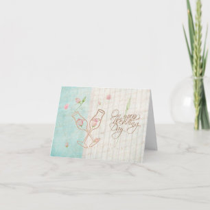 Carte Champagne+Roses vintages+Bleu votre jour du