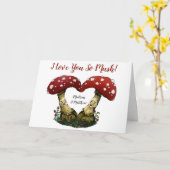 Carte Champignon Rouge Drôle de Jeu de Mots Je T'Aime Sa (Fleur jaune)