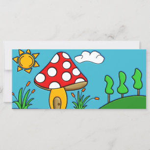 Carte champignon rouge mignon