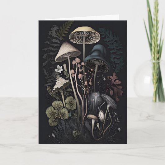 Carte Champignons Botaniques Impression Sombre Cottageco (Devant)