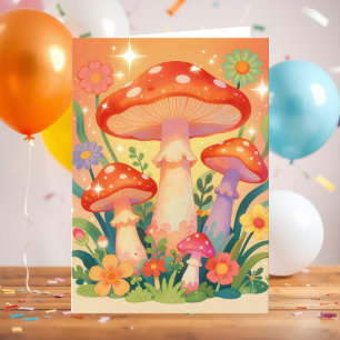 Carte Champignons Cottage Core   Poème d'anniversaire fa