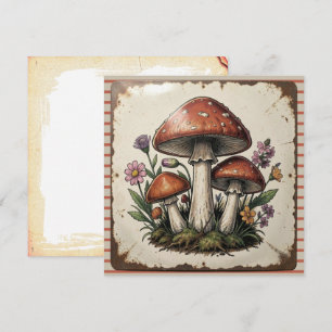 Carte Champignons et Fleurs Rétro Vibes Vintage