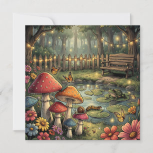 Carte Champignons et Fleurs Rétro Vibes Vintage