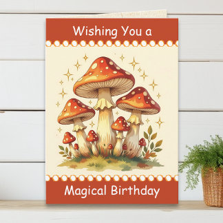 Carte Champignons Rétro | Anniversaire Vintage