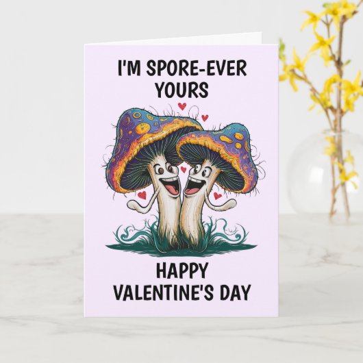 Carte Champignons Saint-Valentin (Fleur jaune)