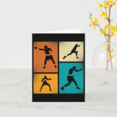 Carte Champion de boxe Silhouette Retro Style Art (Fleur jaune)