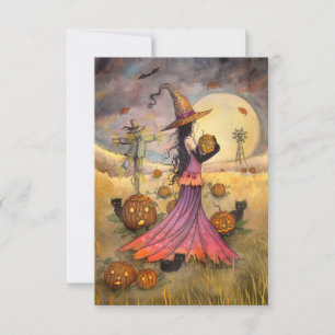 Carte Champs de Fantaisie d'Octobre avec l'art d'Hallowe