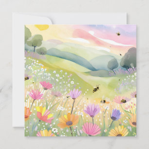 Carte Champs de fleurs d'abeilles printanières Nature