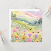 Carte Champs de fleurs des abeilles de printemps | Natur (Devant/Arrière en situation)