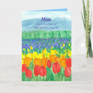 Carte Champs de tulipes Joyeuse fête des mères