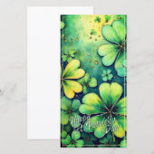 Carte Chance à la Saint-Patrick - Trèfles aquarelle 🍀✨ (Devant / Derrière)