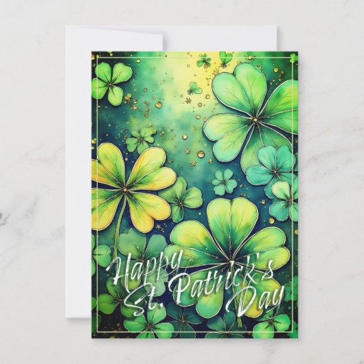 Carte Chance à la Saint-Patrick - Trèfles aquarelle 🍀✨ (Devant)