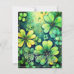Carte Chance de la Saint Patrick - Shamrocks d'aquarelle
