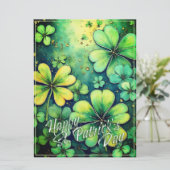Carte Chance de la Saint Patrick - Shamrocks d'aquarelle (Debout devant)