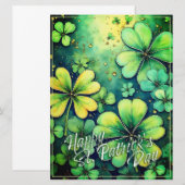 Carte Chance de la Saint Patrick - Shamrocks d'aquarelle (Devant / Derrière)