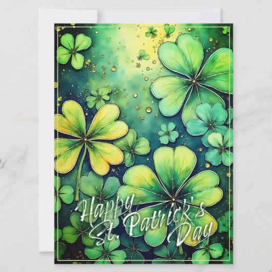 Carte Chance de la Saint Patrick - Shamrocks d'aquarelle (Devant)