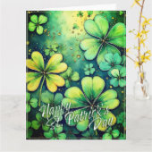 Carte Chance de la Saint Patrick - Shamrocks d'aquarelle (Fleur jaune)