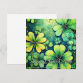 Carte Chance de la Saint Patrick - Shamrocks d'aquarelle (Devant / Derrière)