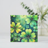 Carte Chance de la Saint Patrick - Shamrocks d'aquarelle (Debout devant)