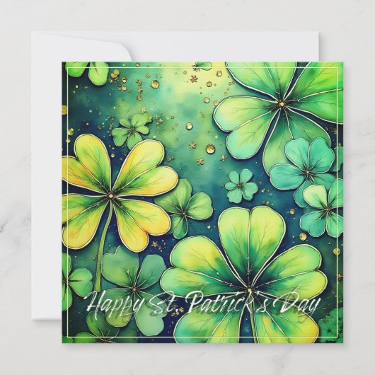 Carte Chance de la Saint Patrick - Shamrocks d'aquarelle (Devant)
