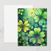 Carte Chance de la Saint-Patrick - Trèfles aquarelle 🍀✨ (Devant / Derrière)