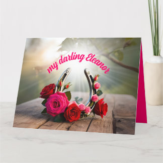 Carte Chance-fer à cheval et amour Rose personnalisés