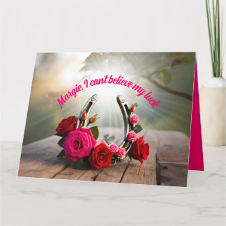 Carte Chance-fer à cheval et amour Rose personnalisés