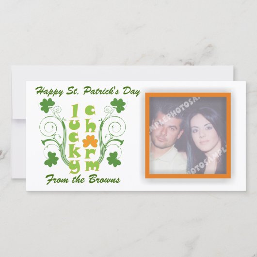 Carte Chance Lucky shamrock trèfle tourbillons (Devant)