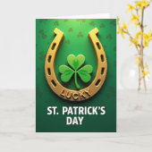 Carte Chanceuse Fers à Cheval Dorés St Patrick (Fleur jaune)