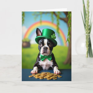 Carte Chanceux Chiot Shamrock