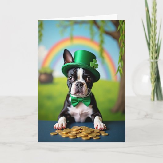 Carte Chanceux Chiot Shamrock (Devant)