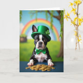 Carte Chanceux Chiot Shamrock (Fleur jaune)