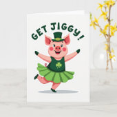 Carte Chanceux Cochon Se Déhanche St Patrick (Fleur jaune)