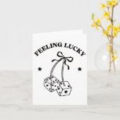 Carte Chanceux Dés Retro Valentins Cœurs Mignons Ruban (Fleur jaune)