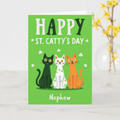 Carte Chanceux Trèfles Chats Verts (Fleur jaune)