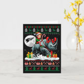Carte Chandail de Noël Elf Riding Rhino Correspondance E (Fleur jaune)