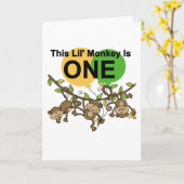 Carte Chandails et cadeaux 1er anniversaire des singes (Fleur jaune)