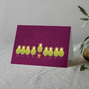 Carte Chandelier de Hanukkah Olives, Vin Groupe Plié