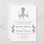 Carte Chandelier Romantic Blush Pink Bow Formal Wedding  (Devant)