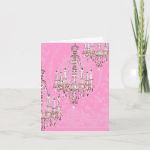 Carte Chandelier~Rose scintillant à la française