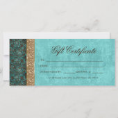 Carte Chandelier Tanning Salon Certificat cadeau Or (Dos)