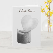 Carte chandelle en forme de coeur romantique gris pour l (Fleur jaune)