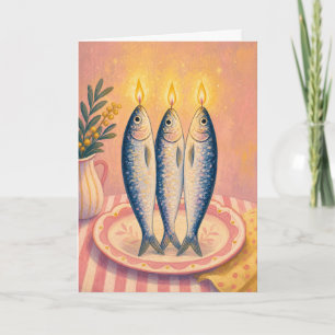 Carte Chandelle Sardine Poissons Fantaisistes Amour de F